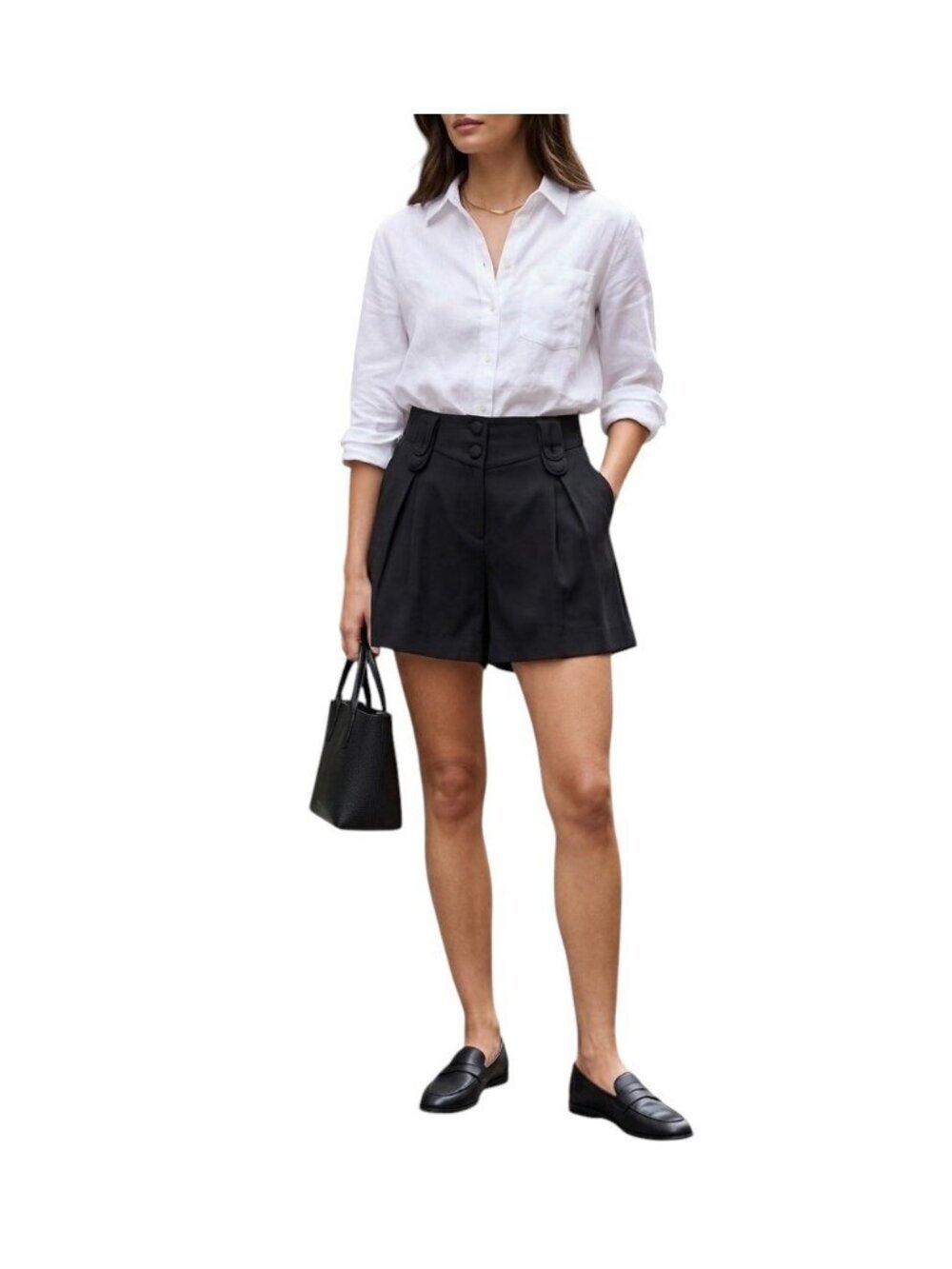 AQUA Black High Waisted Pleated Dress Shorts Womens Size S Tailored NWOT